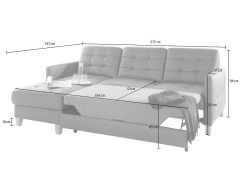 Dabīgas ādas stūra dīvāns-gulta ELIO