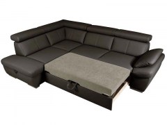 Dabīgas ādas stūra dīvāns-gulta ar veļas kasti SALERNO
