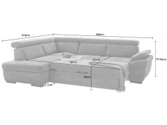 Dabīgas ādas stūra dīvāns-gulta ar veļas kasti SALERNO